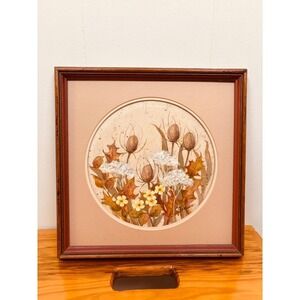 VTG Peggy Isaacson Nature Art Framed Floral Painting Signed Wall MCM Decor